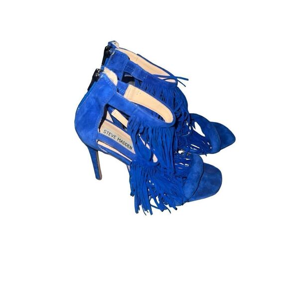 ✨Steve Madden Fringly Cobalt Blue Suede Sz 8 Heels✨ - Picture 8 of 13